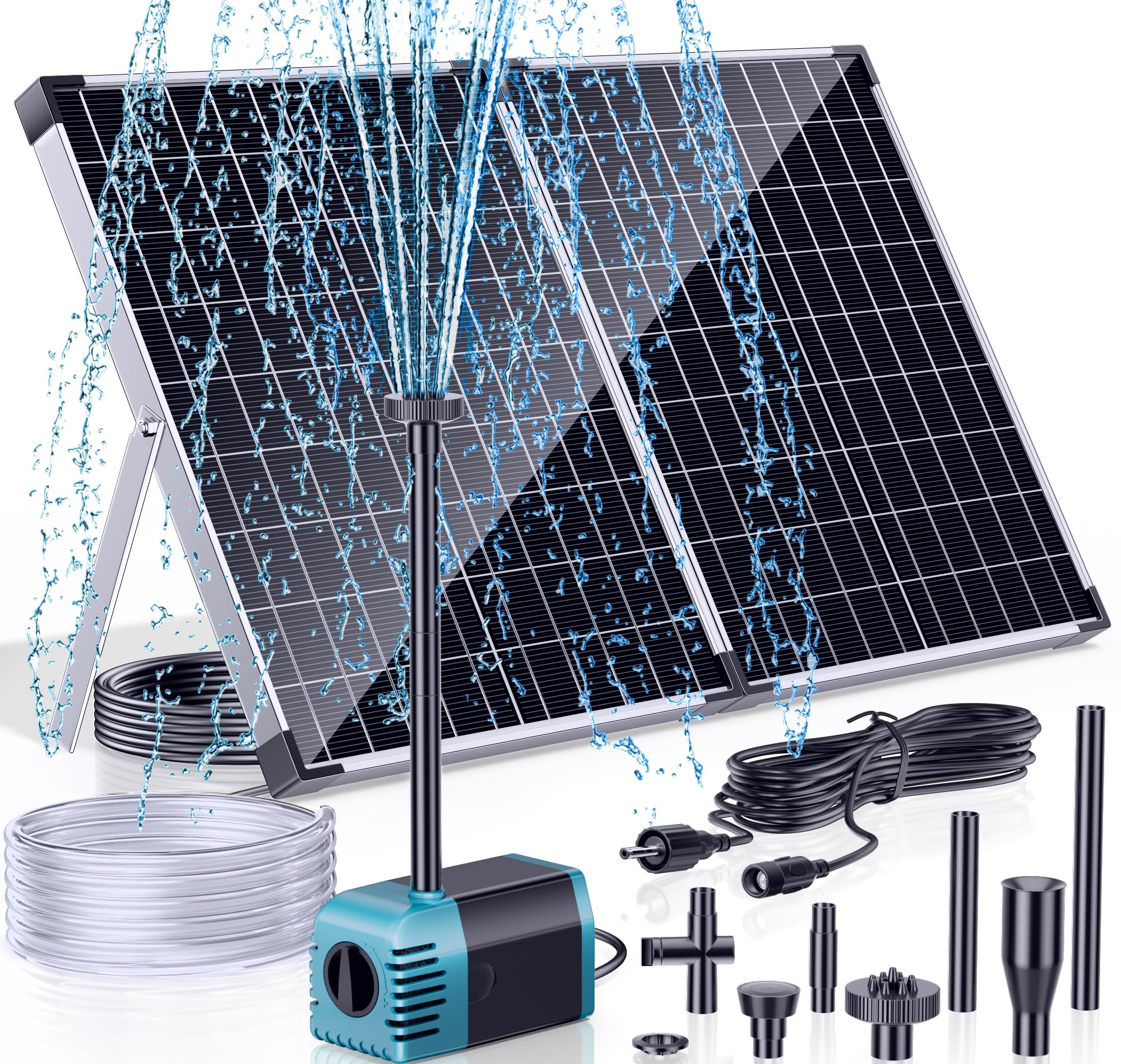 Photo 1 of ***(PARTS ONLY/ MISSING PARTS/ NON FUNCTIONAL)***POPOSOAP Solar Fountain Pump, 50W Solar Solar Water Pump Kit with 480GPH Flow Rate, PVC Tubing for Outdoor Fountains, Ponds, Pools, Garden, Fish Tank, Backyard