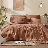 Monbix California King Comforter Set - 7 Pieces Cationic Dyeing Autumn Leaf Bed in a Bag Cal King Bed Sets with Comforter, Sheets, Pillowcases & Shams, Reversible Bedding Comforters Sets