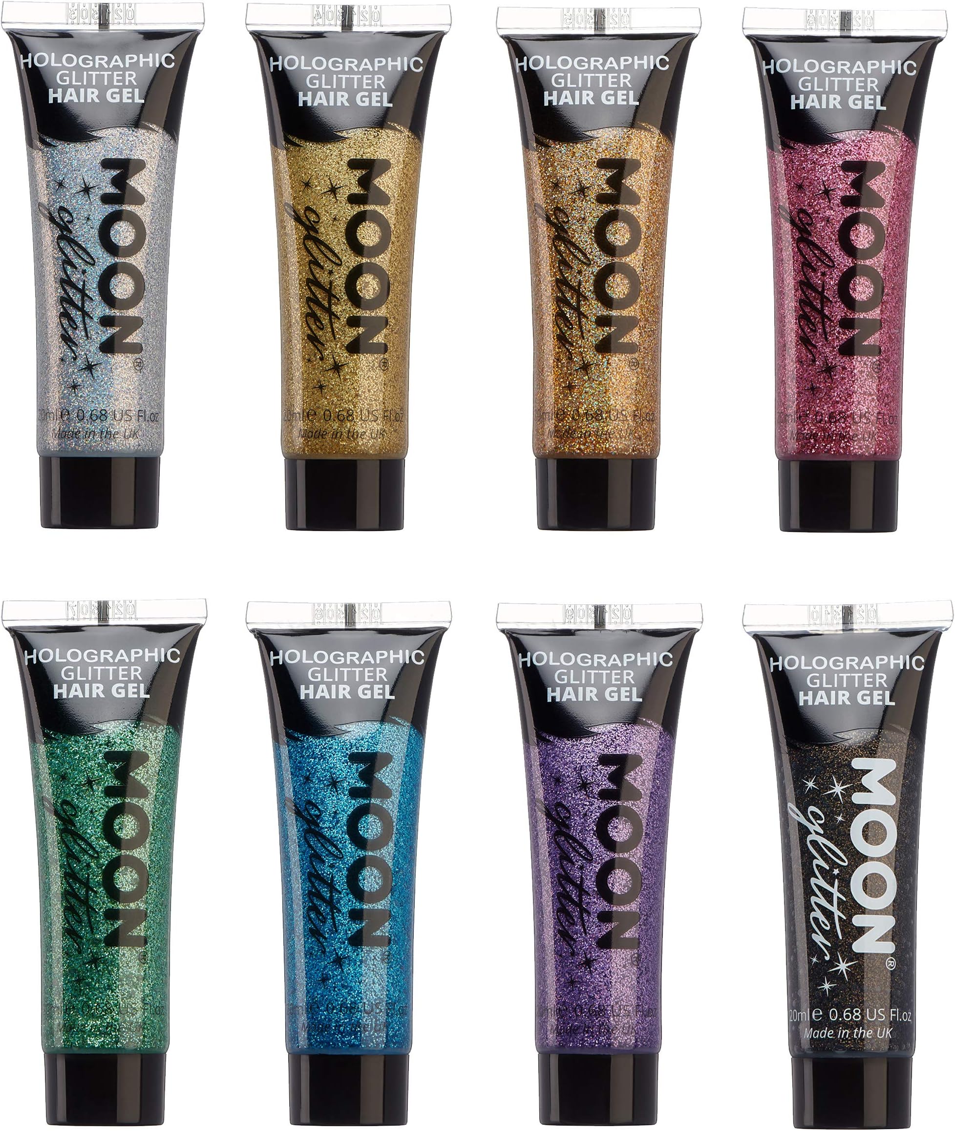 Holographic Glitter Hair Gel by Moon Glitter - 20ml - Set of 8