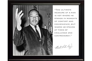 WESELLPHOTOS Martin Luther King Jr. MLK “The Ultimate Measure of a Man Is Not Where He Stands in Moments of Comfort and Convenience, but Where He Stands At Times of Challenge and Controversy.” Quote 8x10 Framed Photograph