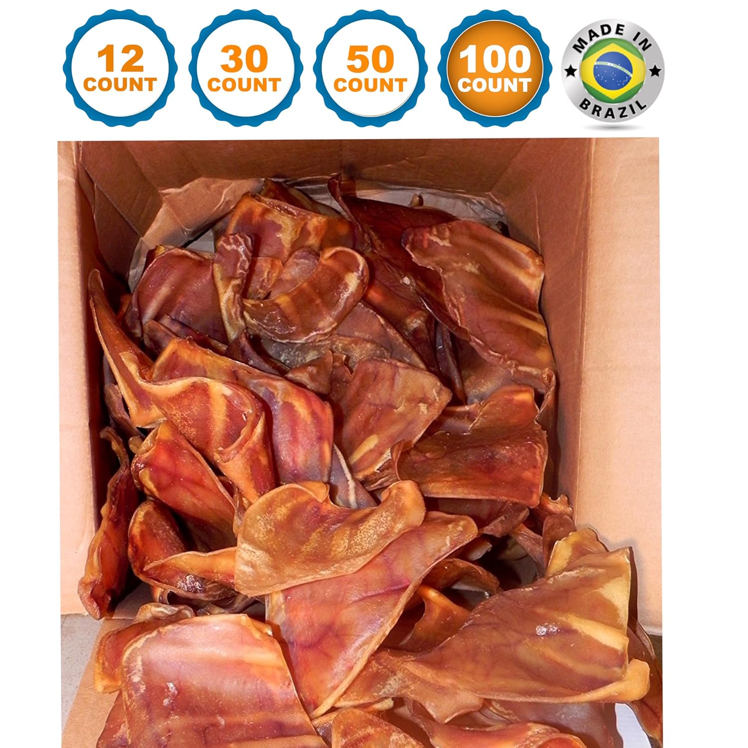 123 Treats Large Pig Ears Dog Chews 100 Natural Pork Ears USDA