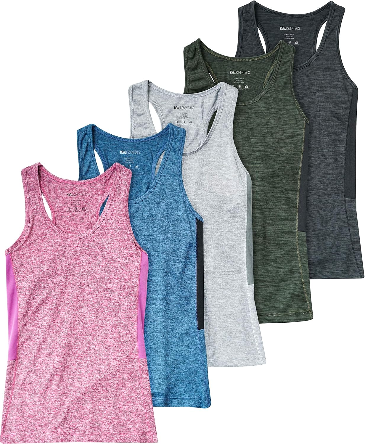 5-Pack Women's Racerback Tank Top Dry-Fit Athletic Performance Yoga Activewear at  Women’s Clothing store