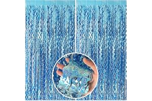 BOMSI Tinsel Foil Fringe Curtains Wavy Backdrop for Parties Sparkle Metallic Wavy Foil Fringe Backdrop Curtain for Party Decorations Photo Booth Props for Birthday Graduation Wedding