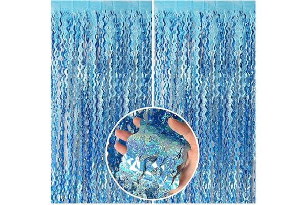 Tinsel Foil Fringe Curtains Wavy Backdrop for Parties Sparkle Metallic Wavy Foil Fringe Backdrop Curtain for Party Decorations Photo Booth Props for Birthday Graduation Wedding