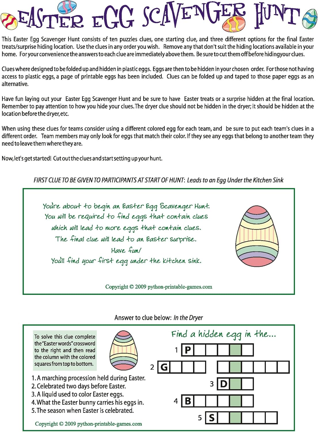 Easter Egg Scavenger Hunt Clues For Adults Printable Easter Egg Hunt 