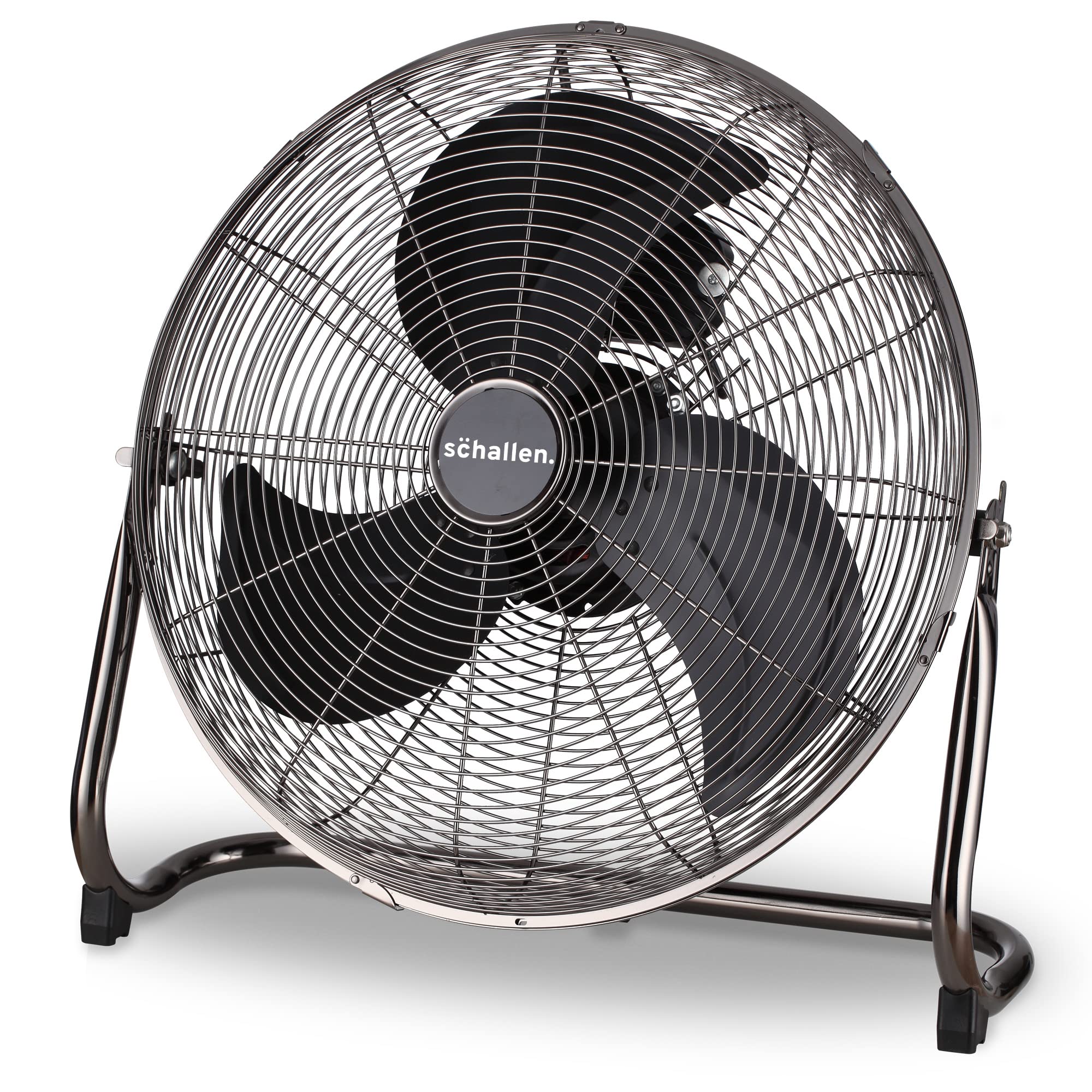Schallen Gunmetal Grey Black Metal High Velocity Cold Air Circulator Adjustable Floor Fan with 3 Speed Settings (18")