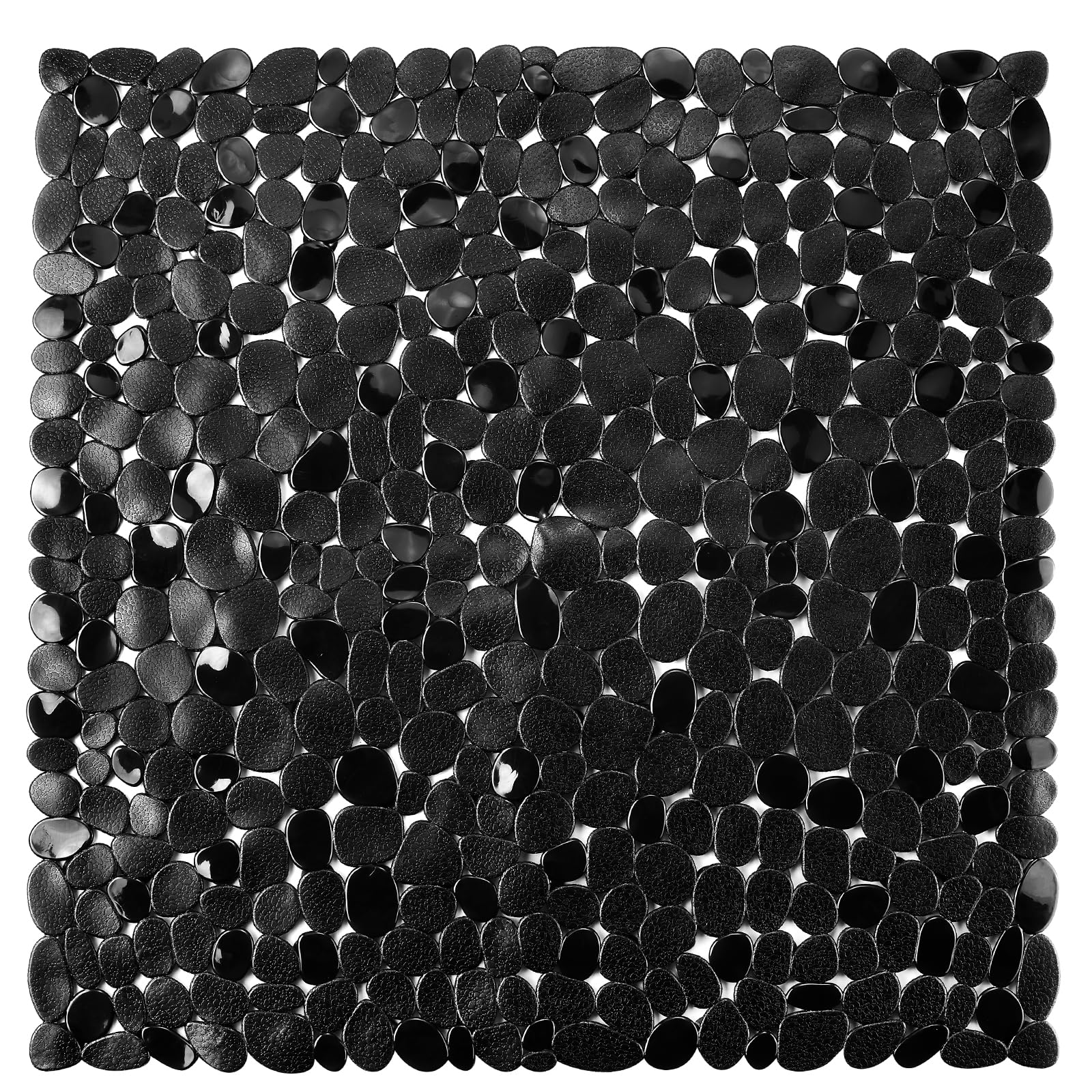 DOPROP Square Non Slip Shower Mats for Inside Shower Tray Anti Slip Anti Mould Bath Mats Pads for Bathroom Showers,Bathtub Tubs with Suction Cups Drain Holes Machine Washable 54x54CM/21X21INCH BLACK