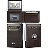 furid Air Tag Wallet Men: Wallet with Airtag Holder - Wallet for Airtag Men Slim Minimalist with ID Window RFID Leather Wallet