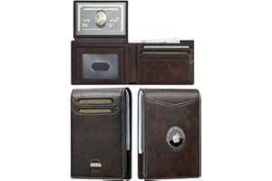 furid Air Tag Wallet Men: Wallet with Airtag Holder - Wallet for Airtag Men Slim Minimalist with ID Window RFID Leather Wallet - Gifts for Father Husband on Birthday Anniversary Christmas