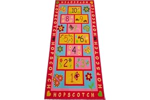 AMY & DELLE Hopscotch Kids Rug, Anti Slip Design, Extra Large 72"x39" | Hop and Count -Fun and Educational, Durable Woven Anti Slip Floor Carpet, Kid’s Floor Play Mat for Bedroom, Nursery, Classroom, Great GIF