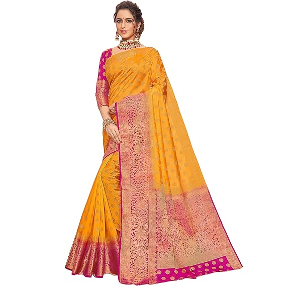 Shaily Silk Blend Woven Design Saree[R_GOLDGM10051SR03_Red]