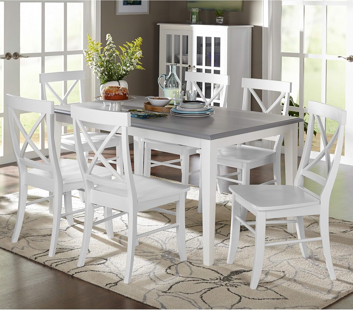Simple Living 7Piece Helena Dining Set White Kitchen & Dining