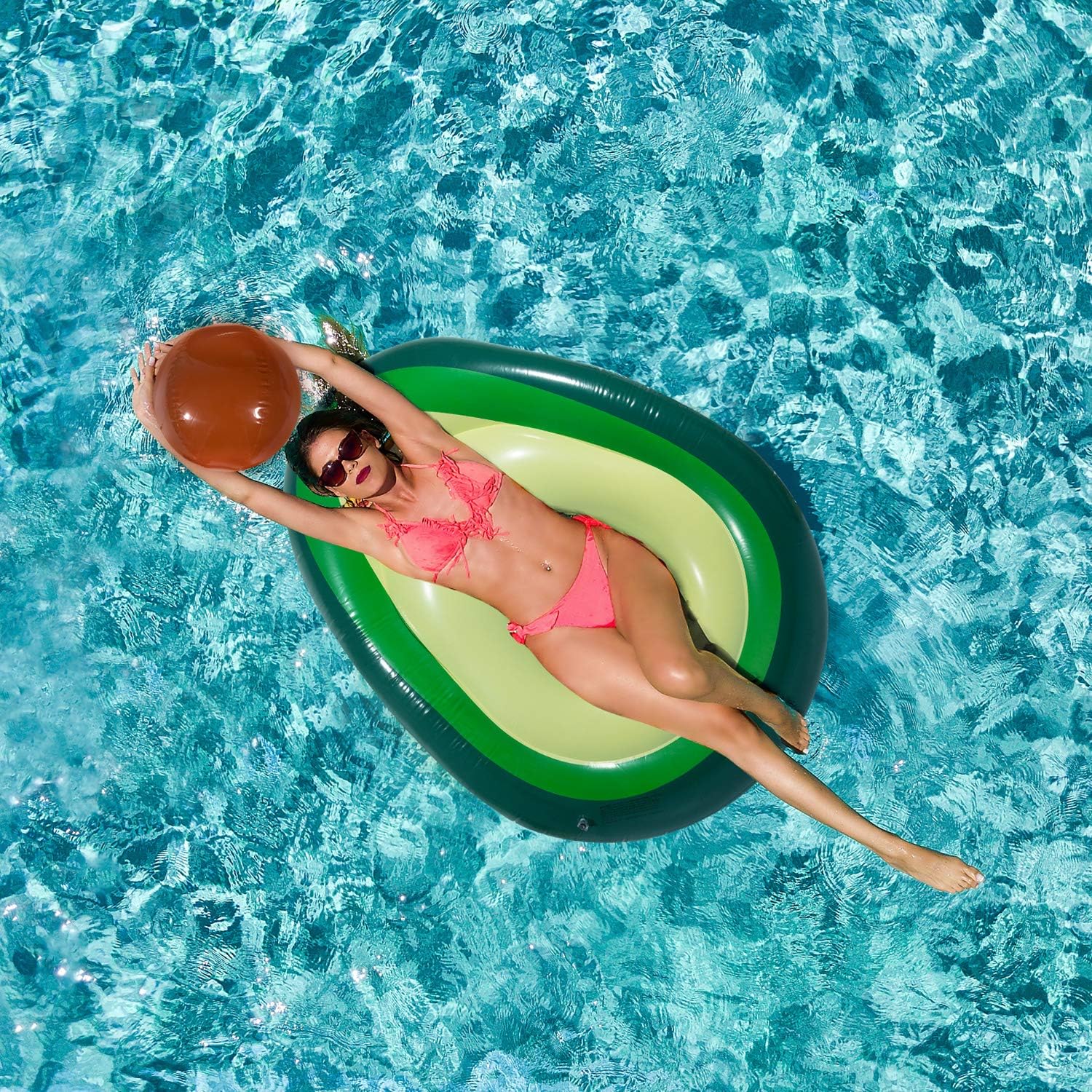 iMissiu Inflatable Swimming Pools Lounger, Huge Inflatable Avocado Pool Float, Giant Floating Bed Loungers for Adults Suitable The Beach Holiday Family Summer Party Outdoor Water Recreation