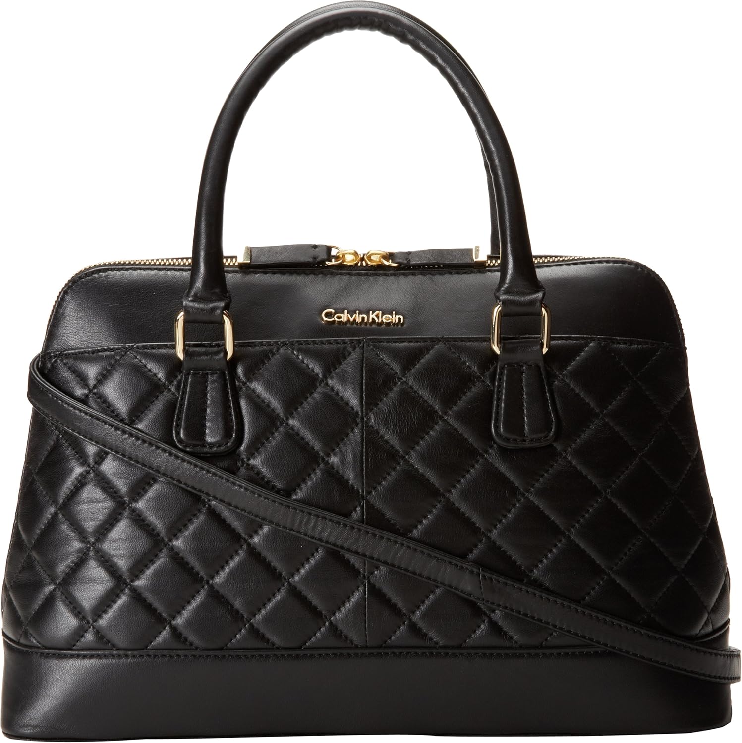 Calvin Klein Luxe Lamb Satchel Top Handle Bag, Black, One Size