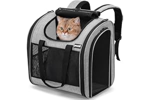 Pecute Cat Backpack, Upgraded Dog Backpack Carrier with Widened Interior Space, Pet Backpack Carrier for Small Dogs and Small