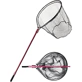 Beoccudo Extra Large Fishing Landing Net - 72"-94" Heavy Duty Telescopic Aluminum Handle, Snag-Free Rubber Mesh for Saltwater Boat, Net Hoop 28x24in, 30in Deep