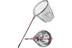 Beoccudo Fishing Net Large Fishing Net with Handle Landing Nets for Saltwater Telescopic Rubber Fishing Nets for Fish Aluminum Dip Net, Extends to 72-92in, Net Hoop 28x24in, 30in Deep Fish Net