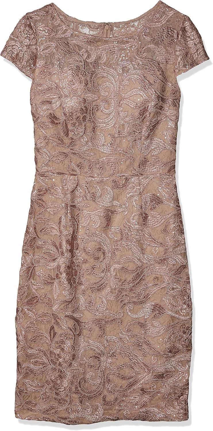 alex evenings embroidered cap sleeve dress