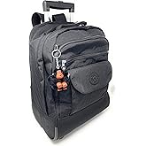 Kipling Sanaa Large Metallic Rolling Backpack (Black Tonal, One Size)