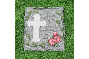MXwcy Garden Memorial Stepping Stone,The Cross, Solar LED Lights Outdoor Waterproof, A Touching Memorial Gift - Condolence Gifts Grave Decorations for Cemetery