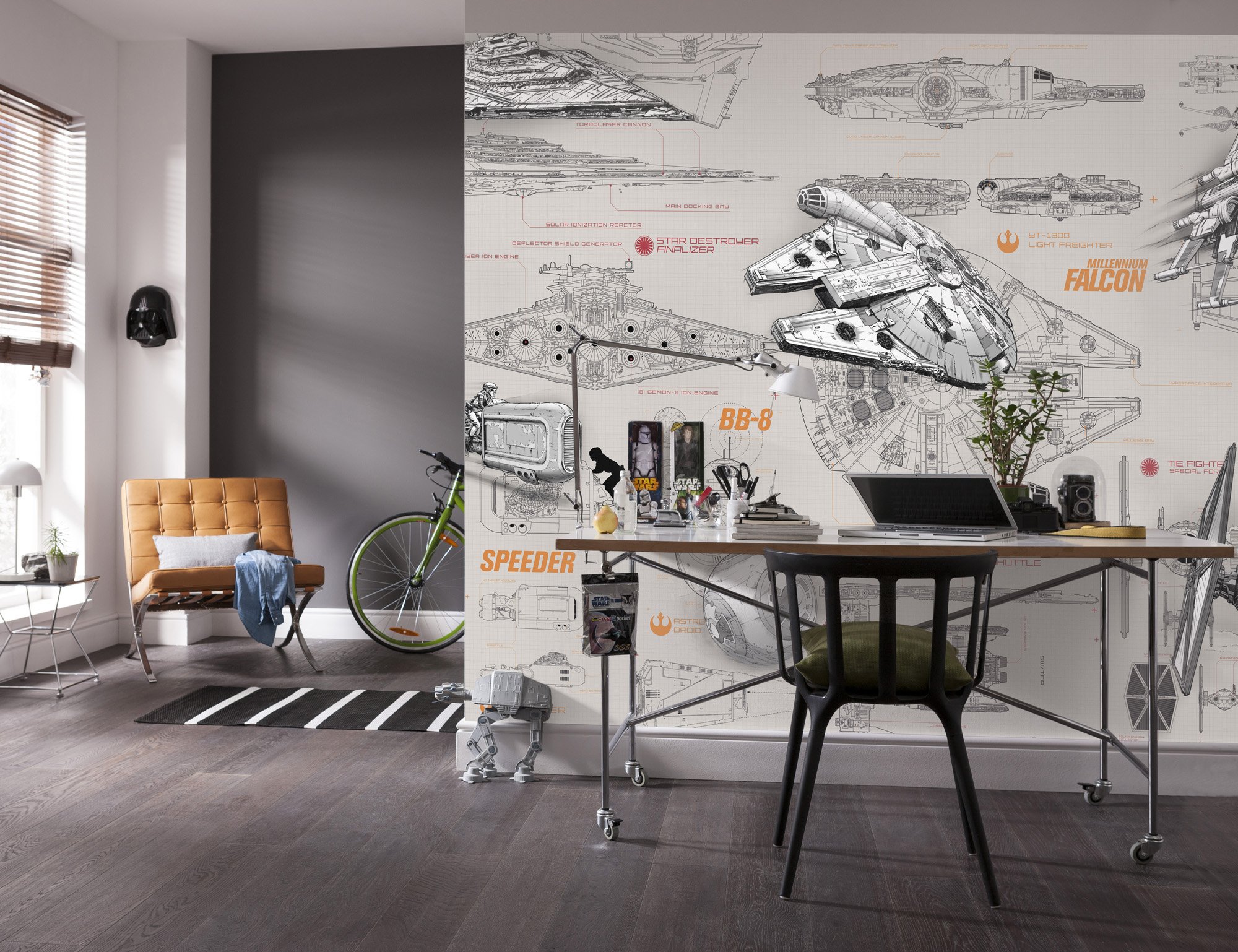 Komar "Star Wars Blueprints Wallpaper Mural, Multi-Colour, 8-Piece
