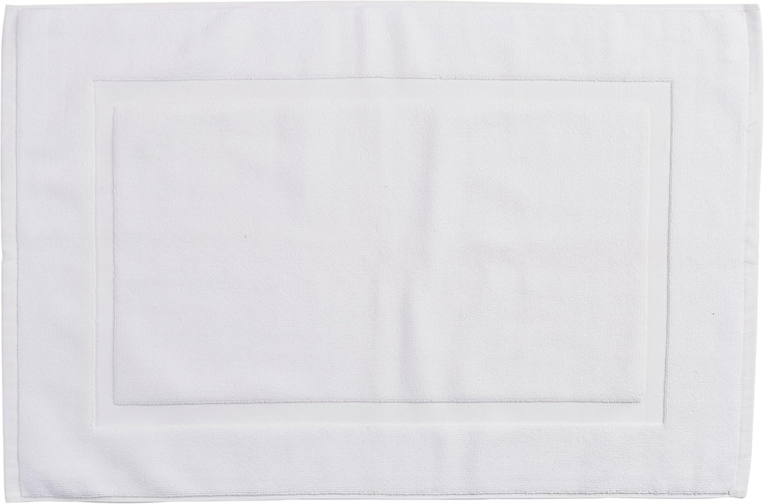 Basics Banded Bathroom Bath Rug Mat - 20 x 31 Inch, White: Home & Kitchen