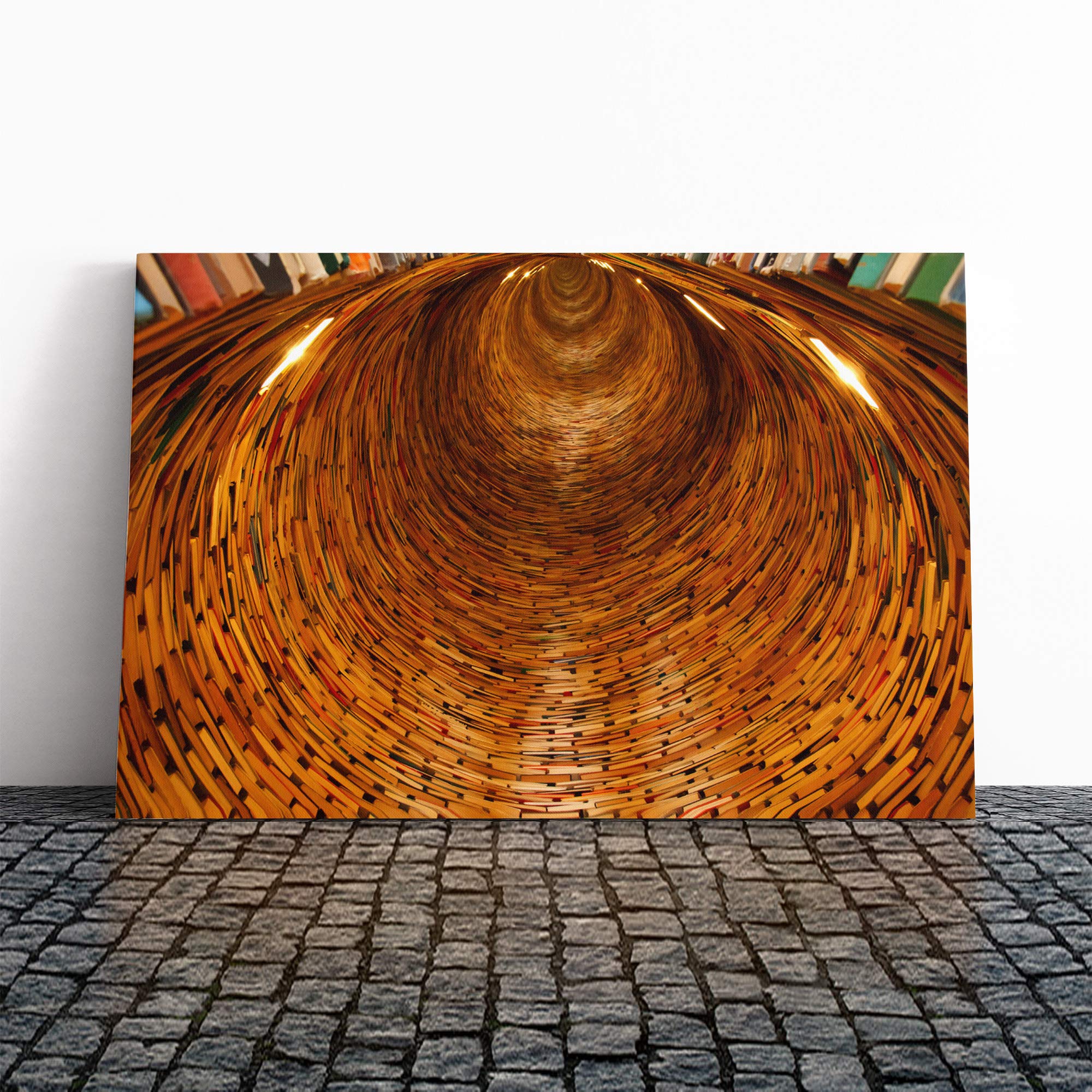 Prague Book Tunnel (1) Canvas Print | Gallery Wrapped 30mm Frame Wall Art | 20x14 inches | Ready to Hang | Modern Picture | Living Room Bedroom Lounge Office