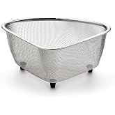 RSVP International Endurance&reg; In-Sink Mesh Colander Strainer Basket, 3 Quart | Organize Sponges, Collect Food Scraps | Dishwasher Safe | Small Corner Basket | Steaming, Draining &amp; Rinsing