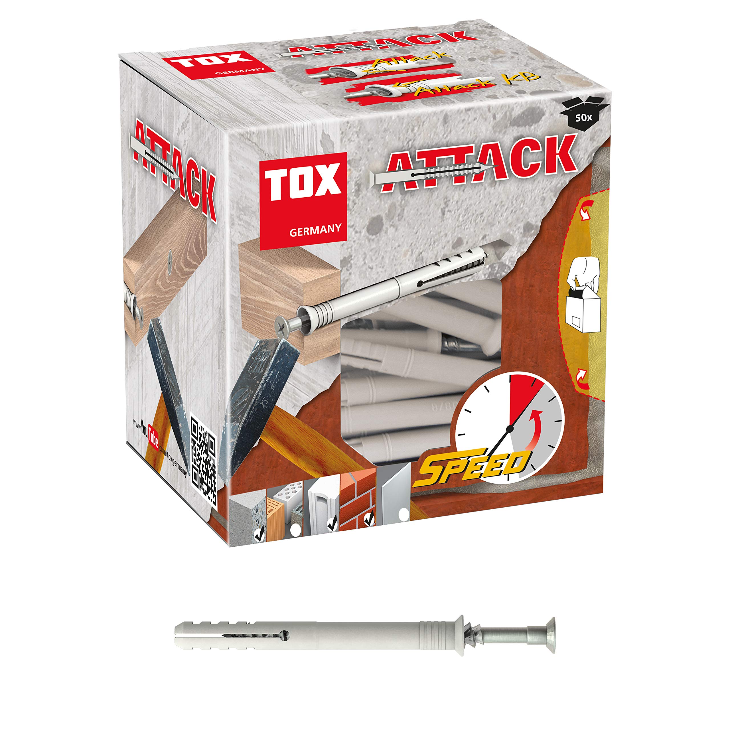TOX Nail wall plug Attack 8x120 mm, 50 pieces, 017102271