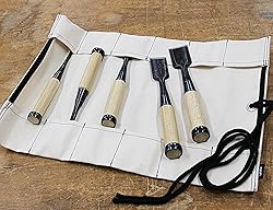 KAKURI Japanese Wood Chisel Set with Roll Up Case
