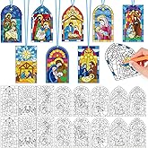 Dispowreath 24 Pcs Christmas Nativity Crafts Kits Religious Coloring Crafts Color Your Own Jesus Hanging Ornaments for Holiday Gift School Classroom Home DIY Project Activities Supply Decor (Nativity)