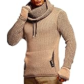 Leif Nelson Men’s Knitted Pullover | Long-Sleeved Slim fit Shirt | Basic Longsleeve Sweatshirt with Shawl Collar for Men