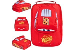 Disney Cars Lunch Bag for Kids Lightning McQueen Car Shaped Lunch Cooler Bag with Mesh Pocket Name Tag for School Snacks Travel Gifts for Kids