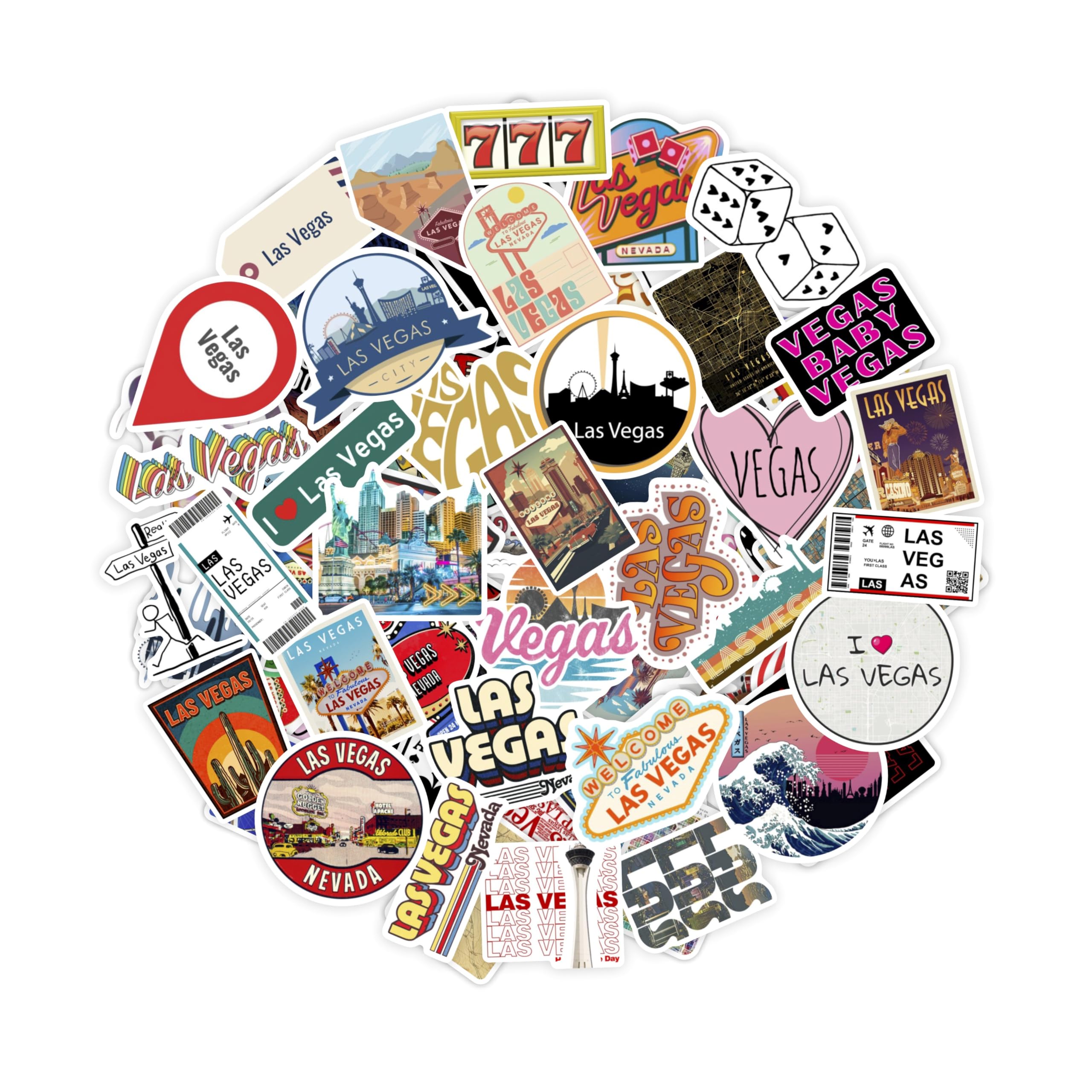 100Pcs Las Vegas Stickers for Water Bottle and