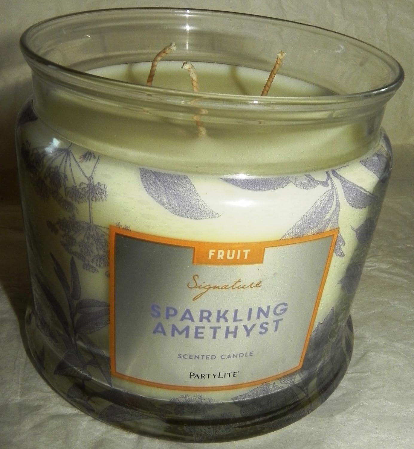 Partylite oz 3Wick Scented Candle in Glass Sparkling Amethyst