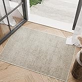 jinchan Modern Area Rug 2x3 Washable Rug Indoor Thin Entryway Doormat Grid Accent Floor Cover Geometric Contemporary Non Slip Soft Carpet for Kitchen Living Room Bedroom Bathroom Home Office Taupe