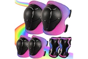 NIKISHAP Knee Pads for Kids 3-14 Years Toddler Knee and Elbow Pads with Wrist Guards 3 in 1 for Bicycle Scooter Roller Skates Skateboarding (Yellowpinkblue, Small)