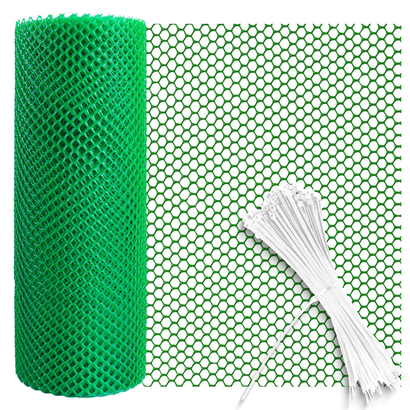 Plastic Chicken Wire Mesh Roll 3m Plastic Mesh Fencing Poultry Breeding Netting Garden Balcony Fence Mesh for Home Décor and Gardening, Temporary Fencing for Yard (40cm x 3m, Green)
