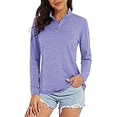 MAGCOMSEN Women's Long Sleeve Shirts 1/4 Zip Pullover UPF 50+ Quick Dry Workout Tops Running Athletic Hiking Shirts