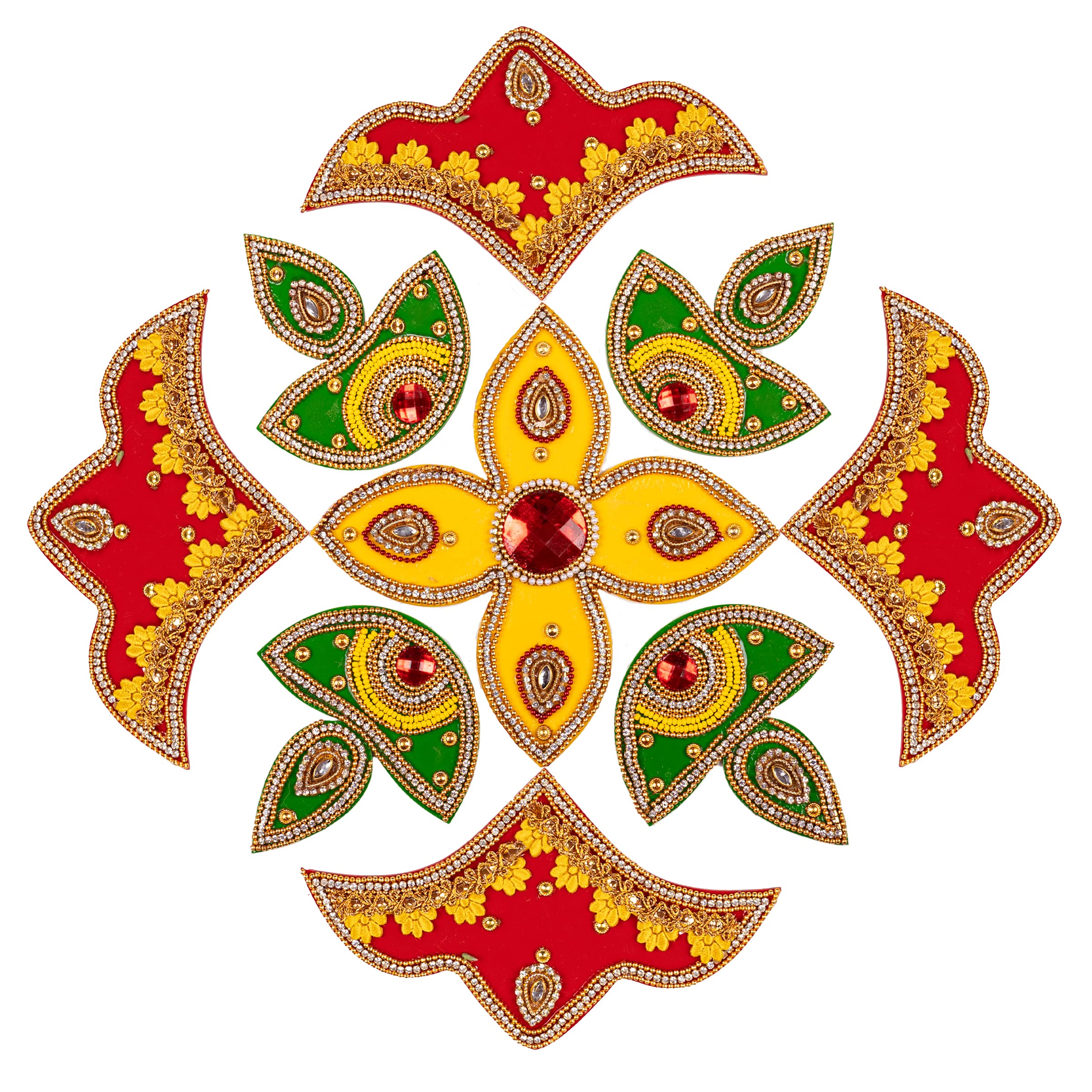 Tarini Gallery Floor Rangoli Acrylic Handcrafted Indian Traditional Home Décor for Diwali Festival Wedding Party Wall Interior Decoration and Gifting (Green Diya)