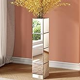 blingworld Tall Floor Vase, 28 inch Mirrored Vases for Floor Home Decorative Large Cube Vase Silver for Dried Flower Modern G