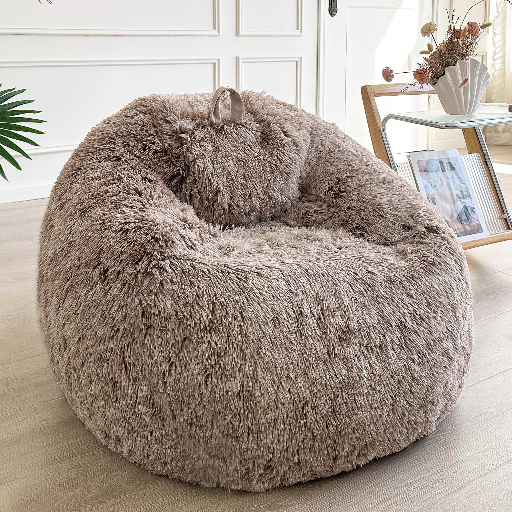 LIFEREVO Faux Fur Stuffed Animal Storage Bean Bag