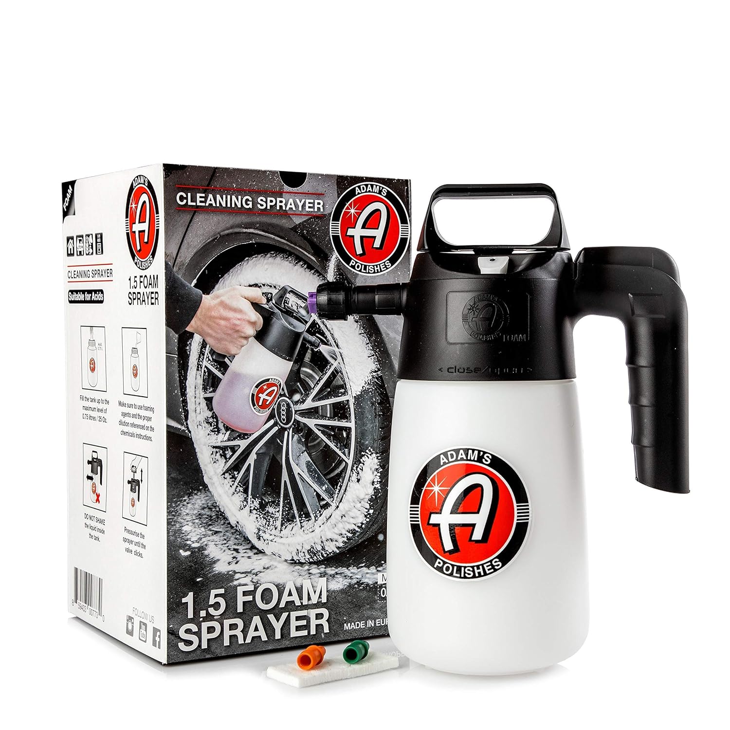 Adam's Foaming Pump Sprayer (35oz) - Pressure Foam Sprayer for Car Cleaning Kit, Car Wash, Car Detailing | Fill with Car Wash Soap Wheel Cleaner Tire Cleaner | Water Sprayer Lawn Garden Weed Sprayer