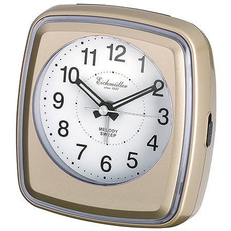 Eichmüller Wecker Melodie Alarm & Licht-Farbenspiel Art. 9852 mit schleichender Sekunde ohne lästiges tick/tack (goldfarben)