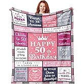 Hibolen 50th Birthday Gifts for Her Blanket 50"x60", 50th Birthday Gifts for Women, 50th Birthday Decorations, Best Gift for 50th Birthday/50 Year Old Woman, 50 Year Old Gift, 1976 Birthday Gift Ideas