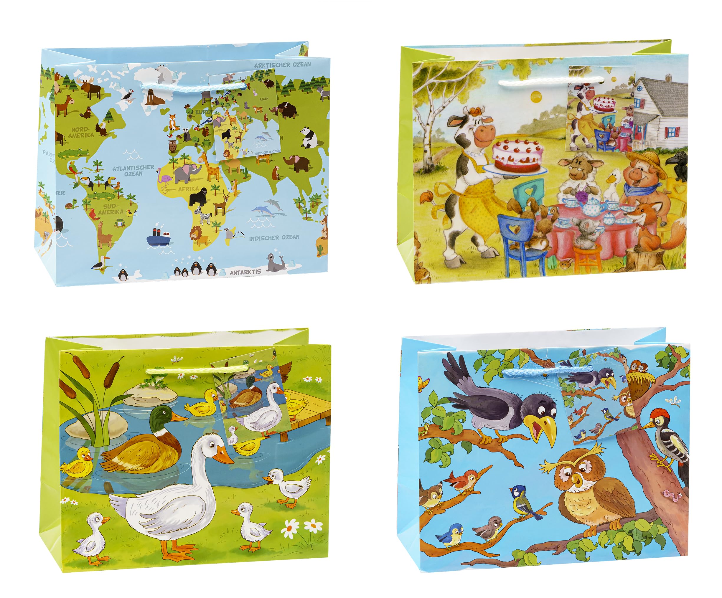 TSI 86514-A Happy Animals Gift Bag 12 Pack Medium Shopper 18 x 23 x 10 cm