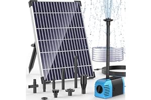 POPOSOAP Solar Water Pump 12W, Solar Water Fountain Pump with 160GPH Submersible Pond Pump Adjustable Flow for Solar Fountain, Pond, Fish Tank, Garden, Pool, Water Features