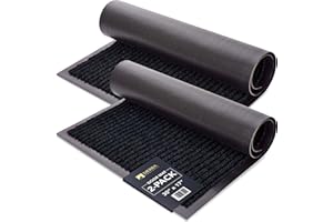Sierra Concepts 2-Pack Front Door Mat Ribbed Black - Indoor Outdoor Floor Doormat Entryway Welcome Mats - Entrance Shoe Scraper, Entry Inside Outside Garage, 30" x 17"