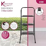 Kleeneze 3 Step Ladder Easy Reach 105cm Lightweight Folding Steel Black view 3