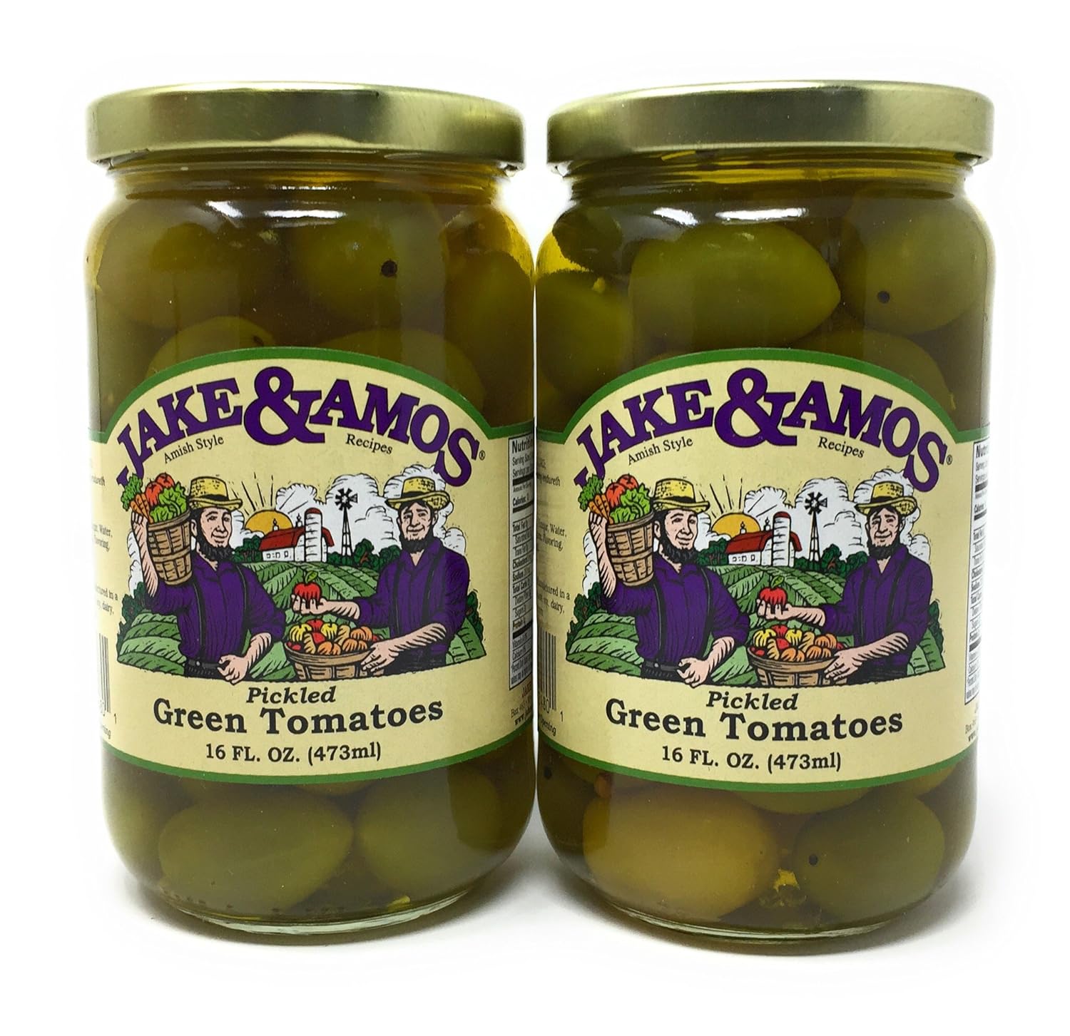 Amazon Com Jake Amos Pickled Green Tomatoes 2 16 Oz Jars Tomatoes Produce Grocery Gourmet Food